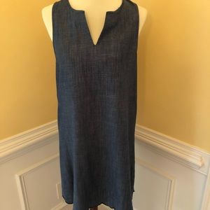 Scallop hem chambray dress